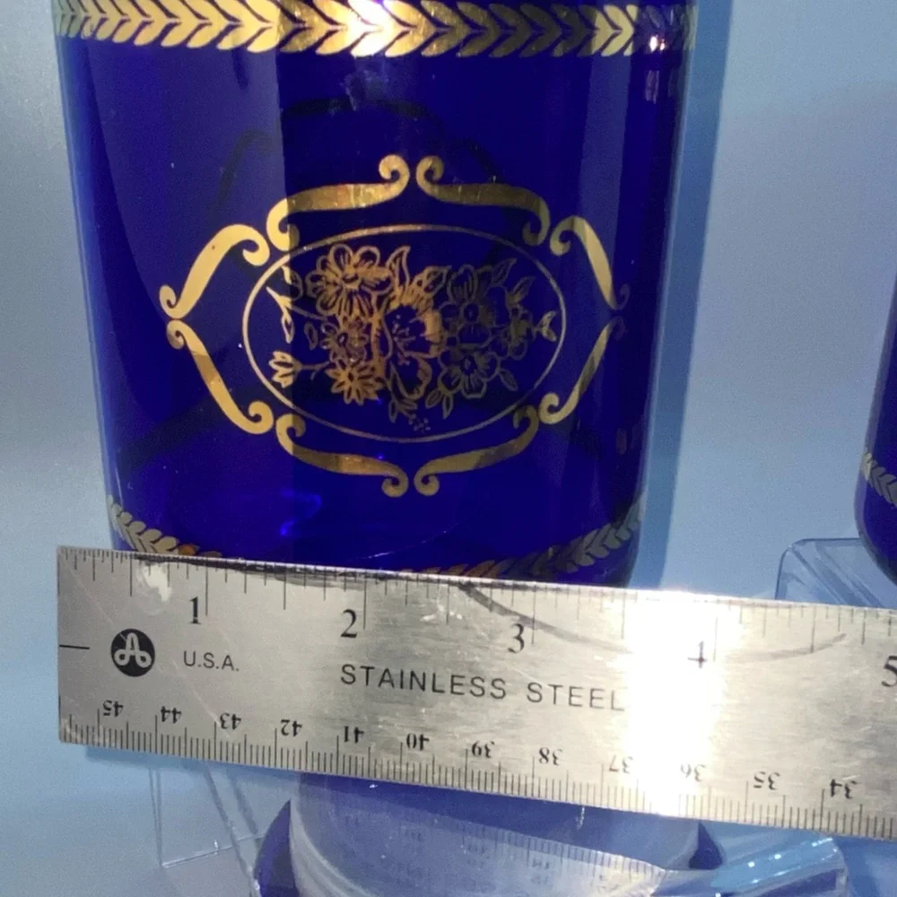 Apothecary jars. Made in Italy. Cobalt blue. 1960-70s.